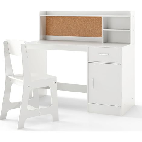 Children's Desk & Chair Set with Shelves & Drawer, White (1/5)
