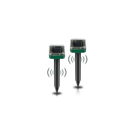 Lot de 2 piquets solaires anti-rats – Répulsif anti-rats à ultrasons – Répulsif solaire contre les rats pour serpents, campagnols, autres animaux (1/2)