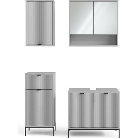 Conjunto de muebles de baño Eliza, Gris, 4 piezas, Vicco