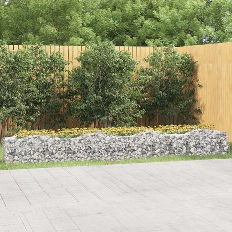 Lit surélevé à gabions arqué-Jardinière en cage à pierre-Jardinière à gabion 400x50x50 cm Fer galvanisé (1/5)