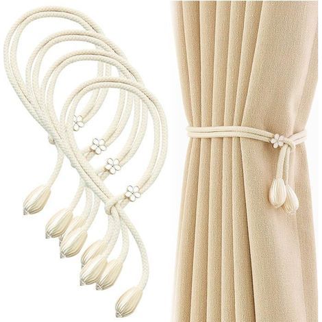 4 Curtain Tiebacks, Handwoven Cotton Curtains, Holders and Styles (1/5)