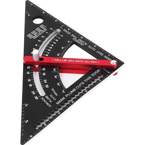 Équerre de menuisier en alliage d'aluminium avec échelle laser précise et goniomètre intégré (18 cm). (1/5)