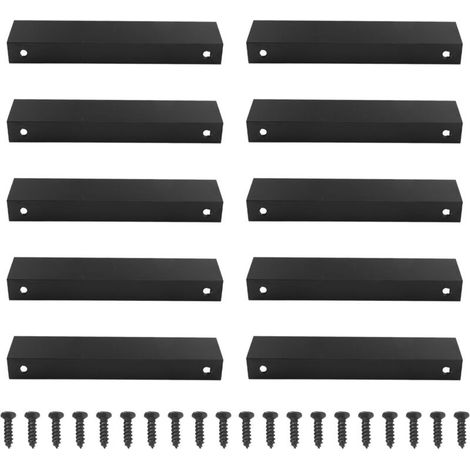 Tirador oculto de lengüeta de aleación de aluminio negro moderno, 10 piezas, 1 mm de grosor, tirador oculto de lengüeta para cajones de armarios -Crezuo