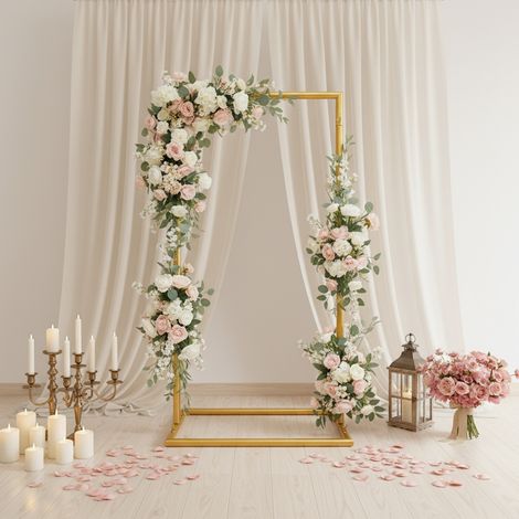 40inch Arch Backdrop Stand Gold Metal Wedding Arch Backdrop Stand Metal Backdrop Arch Stand Balloon Arch for Wedding Ceremony Birthday Party Bridal Baby Shower Photo Booth Backgound Decor (1/5)