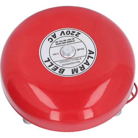 Elektrische Feuermelderglocke aus Metall, rund, 15 cm (6 Zoll), 95 dB, 220 V, Zubehör für Zuhause, Hotel, Boot