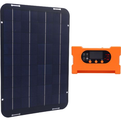 Kit panneau solaire 12 W 18 V étanche IP65 avec chargeur et mainteneur de batterie et contrôleur pour camping, caravanes et serres (1/5)