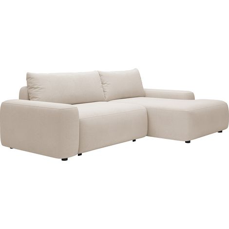 Divano letto in Tessuto testurizzato Beige - angolo a destra - DAVISO