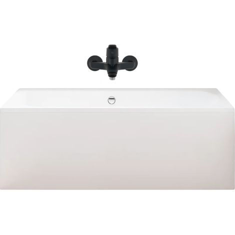 Pack bañera recta 180 x 80 JACOB DELAFON Elise + delantal de nicho + mezclador de bañera-ducha de pared Aimé negro + desagüe (1/5)