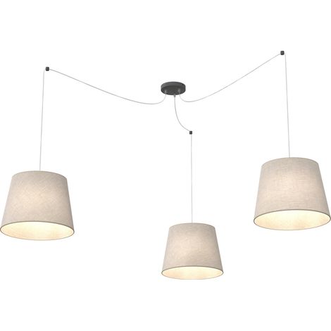 Sospensione 3 Luci Ascot Con Fermacavi E Paralumi Beige (1/3)