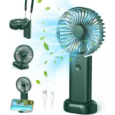 Ventilatore silenzioso, ricaricabile e portatile con 3 velocità, ideale per viaggi, trucco, campeggio, ufficio e attività all'aperto. (1/4)