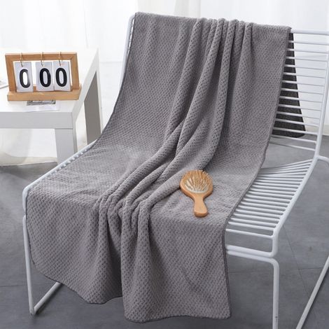 Serviette De Bain - Serviette Visage - Microfibre - 90 x 170 cm - Absorbante Rapide Séchage - Pour Bain Natation Sport Yoga - Gris Foncé - Lot De 2 Pièces (1/2)