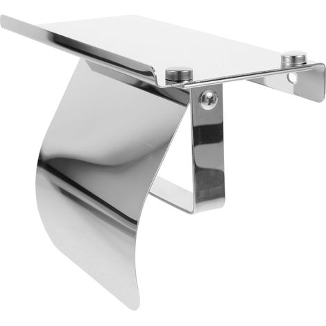 papier toilette en acier inoxydable argenté avec étagère et (1/5)