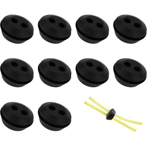 Lot de 10 Bouchon de Tuyau de Carburant Joint de Réservoir Caoutchouc 2 Trous Passe durite Passe Durite Reservoir Debroussailleuse Accessoires (1/4)