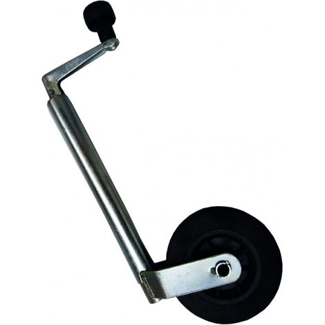Roue de remorque 35 mm – Charge max 75 kg – Jante acier – Roue caoutchouc 160 x 40 mm – Tube rond – Course 220 mm