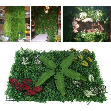 Panneau mural végétal artificiel PE 60x40cm - Herbe décorative pour intérieur/extérieur mur