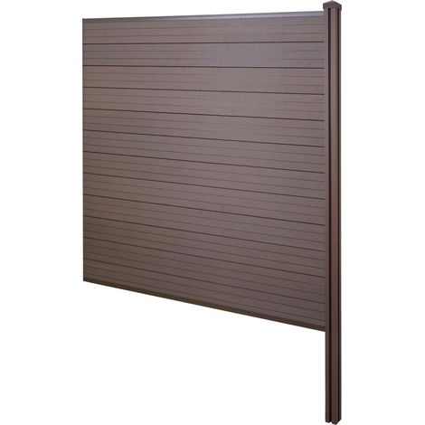 Pannello supplementare frangivento fendivista privacy con montanti alti Sarthe WPC 188cm marrone