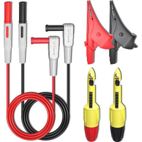6-teiliges Multimeter-Messleitungs-Set mit Krokodilklemmen, Draht-Piercing-Sonden, 4-mm-Piercing-Clip für Thermometer-Tests, Multimeter-Voltmeter (1/4)