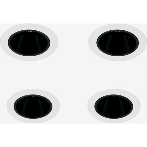 Pack de 4 downlights LED encastrables avec cadres ronds Ø8 cm en aluminium Luisiana SKLUM Blanc - Noir (1/5)