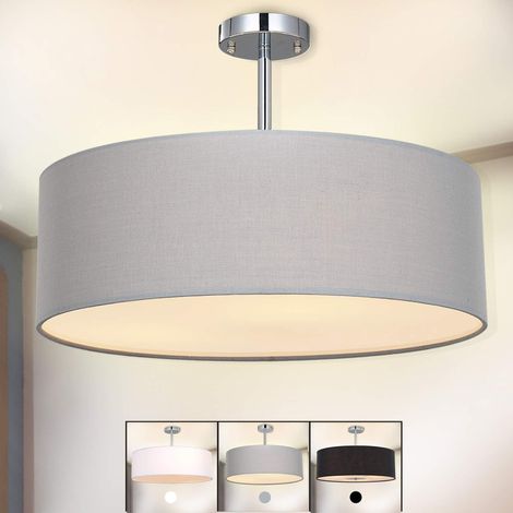 Plafonnier Suspensions moderne, Lustre avec abat-jour Textile, 45 cm de diamètre, 3 x E27 Lampe (1/5)