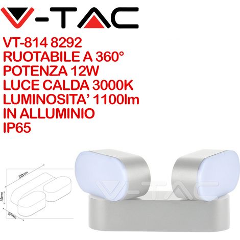Lampada LED 12W da parete bianco teste ruotabili wall light bianco caldo 3000K IP65 - SKU 8292 (1/5)