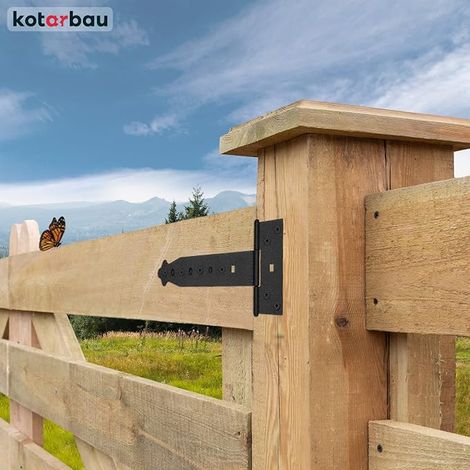 Set of 300 mm Wood Gate Hinges Black T Wood Door Hinge Exterior Door Hinge Gate Hinge (1/4)