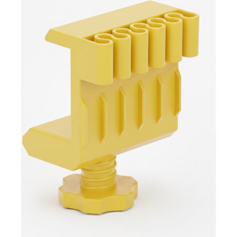 Soporte para cables de escritorio, organizador de cables amarillo con pinza