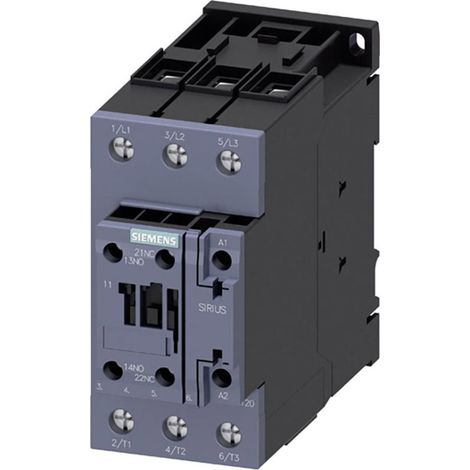 Siemens 3RT2036-1NB30 Contattore 3 NA 22 kW 24 V/DC, 24 V/AC 50 A con contatto ausiliario 1 pz.
