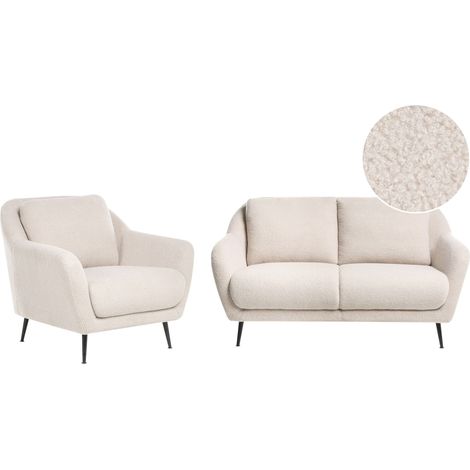 Living Room Set 3 Seater EIBY Boucle Beige
