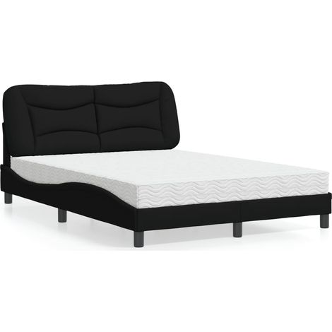 Bett mit Matratze "Hvar" Schwarz 120x200 cm Stoff
