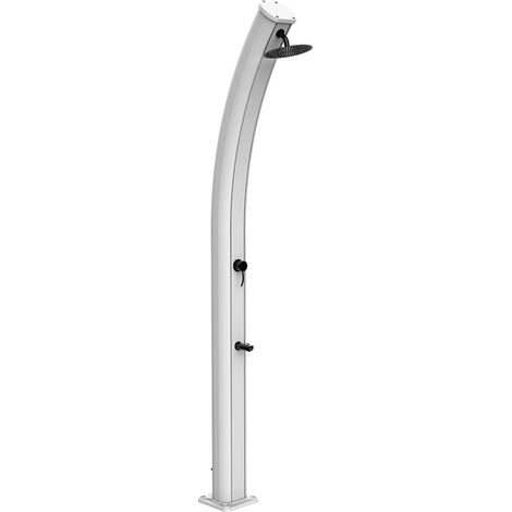Starmatrix Doccia solare in alluminio bianco RAL9003 serbatoio 35 L soffione tondo 20 cm miscelatore e rubinetto lavapiedi altezza 226 cm SS0955C-WHITE SS0955