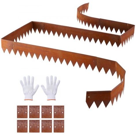 Rasenkante, 6er-Pack, 1016x152 mm, Cortenstahl Beeteinfassung mit 8 Verbindungsplatten, Biegsame Beetbegrenzung, Rasenbleche, Mähkante Metall Gartenpalisade für Blumenbeete, Gartenwege (1/5)