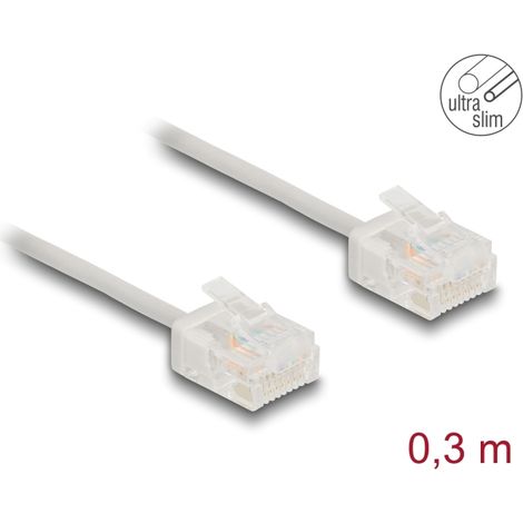 Delock Cable de red RJ45 Cat.6 UTP Ultra Slim 0,3 m gris con enchufes cortos