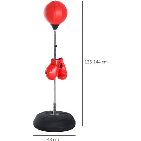Box-Set mit Punchingball, höhenverstellbar, inkl. Boxhandschuhe, 126-144cm, Rot (1/5)