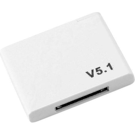 Bluetooth 5.1 Audio Receiver with 30-Pin Connector, A2DP Adapter for Wireless Music Playback, White (1/5)