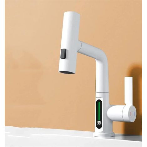 Robinet De Lavabo À Cascade De Levage, Salle De Bains, Robinet À Affichage Numérique, Pulvérisateur À Jet, Mitigeur D'évier D'eau Chaude Et Froide, Robinet De Lavage (1/5)