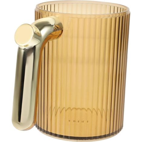 Champagne Colored Plastic Mouthwash Cup with Gold Handle