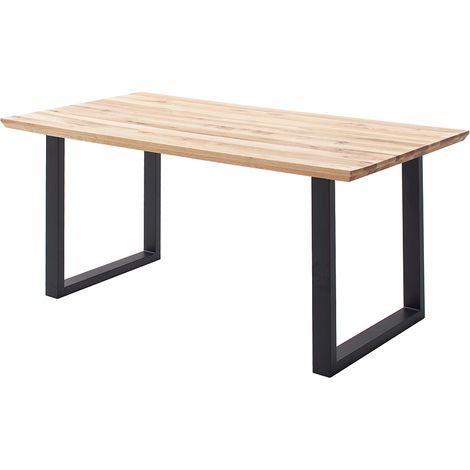 Esstisch 160x90 cm mit Schweizer Kante, U-Gestell, Eiche massiv geölt, PARACATU-06 (1/5)