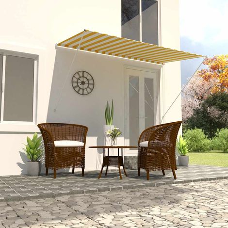 Store banne rétractable 250×150 cm jaune et blanc