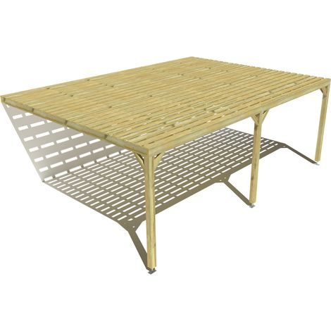 Pergola bois • 7m x 5m • adossée • sens profondeur • platelage bois • livraison comprise (1/3)