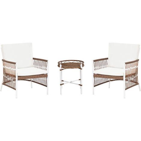 Elegante set da balcone a 2 posti in alluminio poliestere 2 sedie e un tavolo bianco Levico