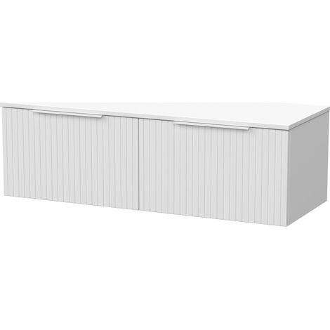 Callingwood Contemporary Wall Hung 2 Drawer Vanity Unit with Laminate Worktop , 1200mm, Matt White