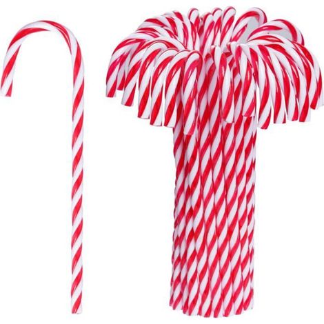30 décorations de Noël, canne en plastique torsadée, ornement suspendu rouge blanc vert, pour sapin et intérieur (1/5)