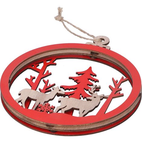 3D-Pendelleuchte aus Kiefernholz, birnenförmig, für die Inneneinrichtung, Weihnachtsmotiv, Doppelhirsch-Design (1/5)