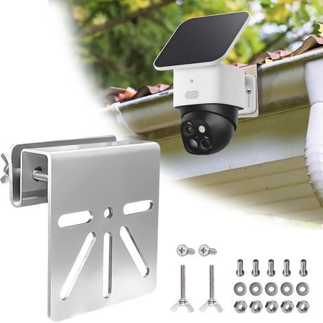 Support de gouttière en acier inoxydable compatible avec la caméra de surveillance Eufy Security SoloCam S340, support de gouttière pour panneau solaire, installation sans perçage, support de caméra d (1/5)