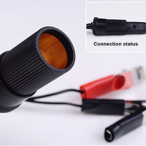 1 Adaptateur femelle allume-cigare, pince borne batterie, plastique noir, extension prise voiture (1/4)