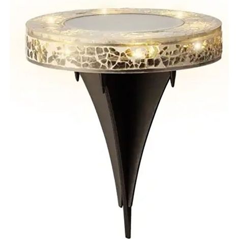 Piquet solaire rond en mosaïque de verre, 6 leds, 7 lm, ø11,5 x 13 cm