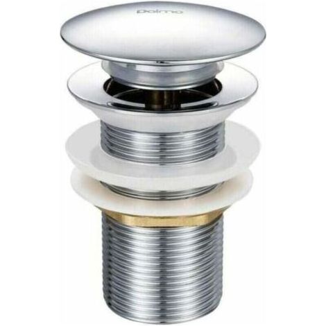 Bonde de lavabo pop-up sans trop-plein – Laiton chromé – Diamètre 66 mm – Hauteur 78 mm – Système bouton-poussoir pour vidage facile