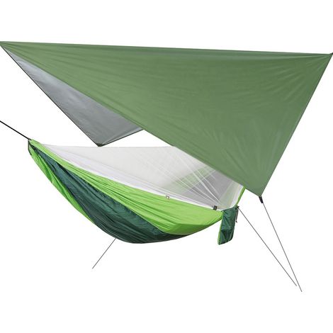 Hamac de camping suspendu portable avec moustiquaire et protection contre la pluie pour cour et jardin (1/5)
