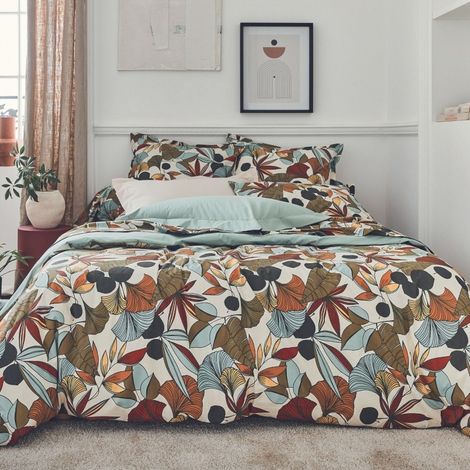Housse de couette en percale nature Marron Clair 140x200 cm
