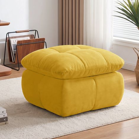 Pouf modulaire – chenille Jaune – mousse haute densité – sans montage – confort moelleux (1/5)